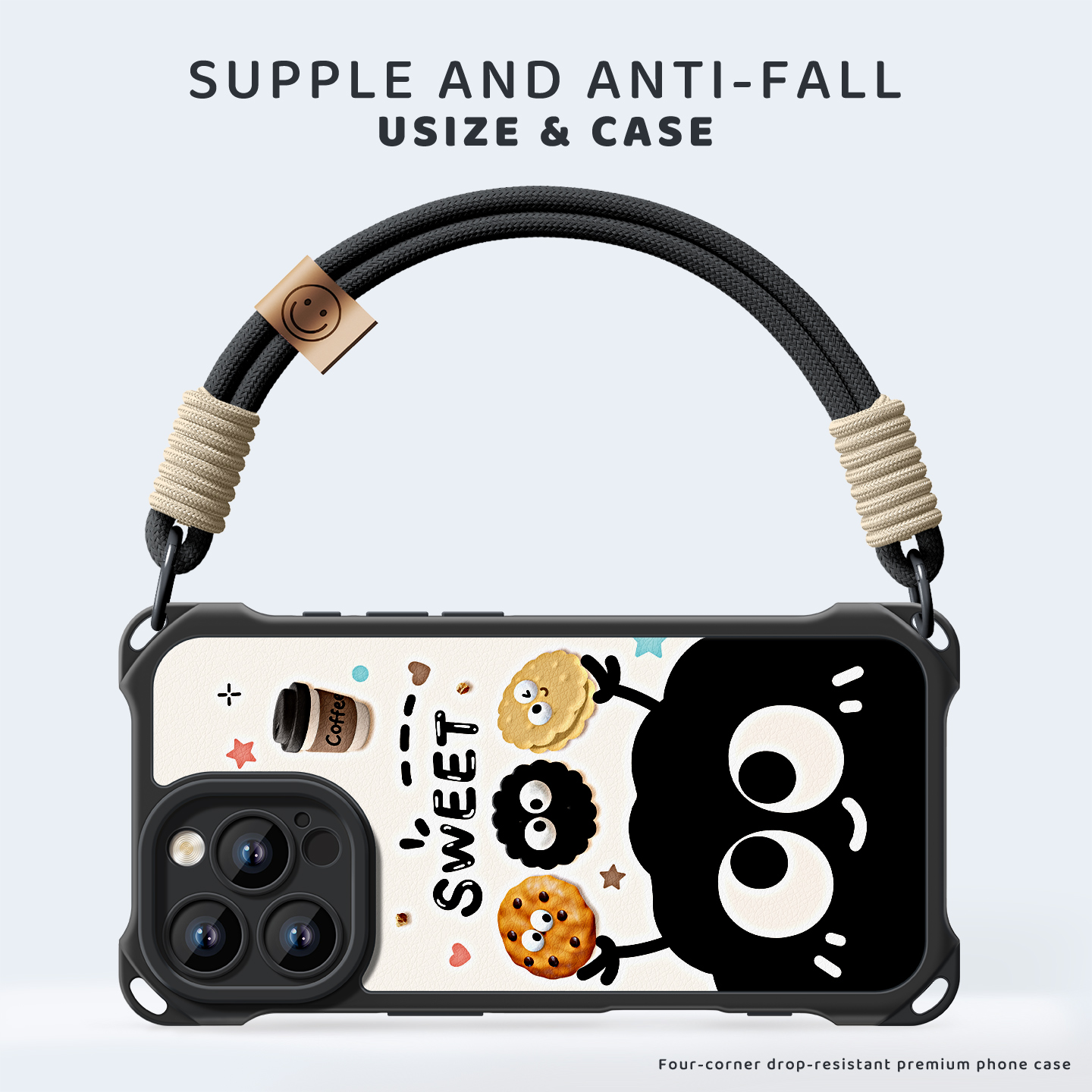 适用苹果17pro卡通手机壳带手绳