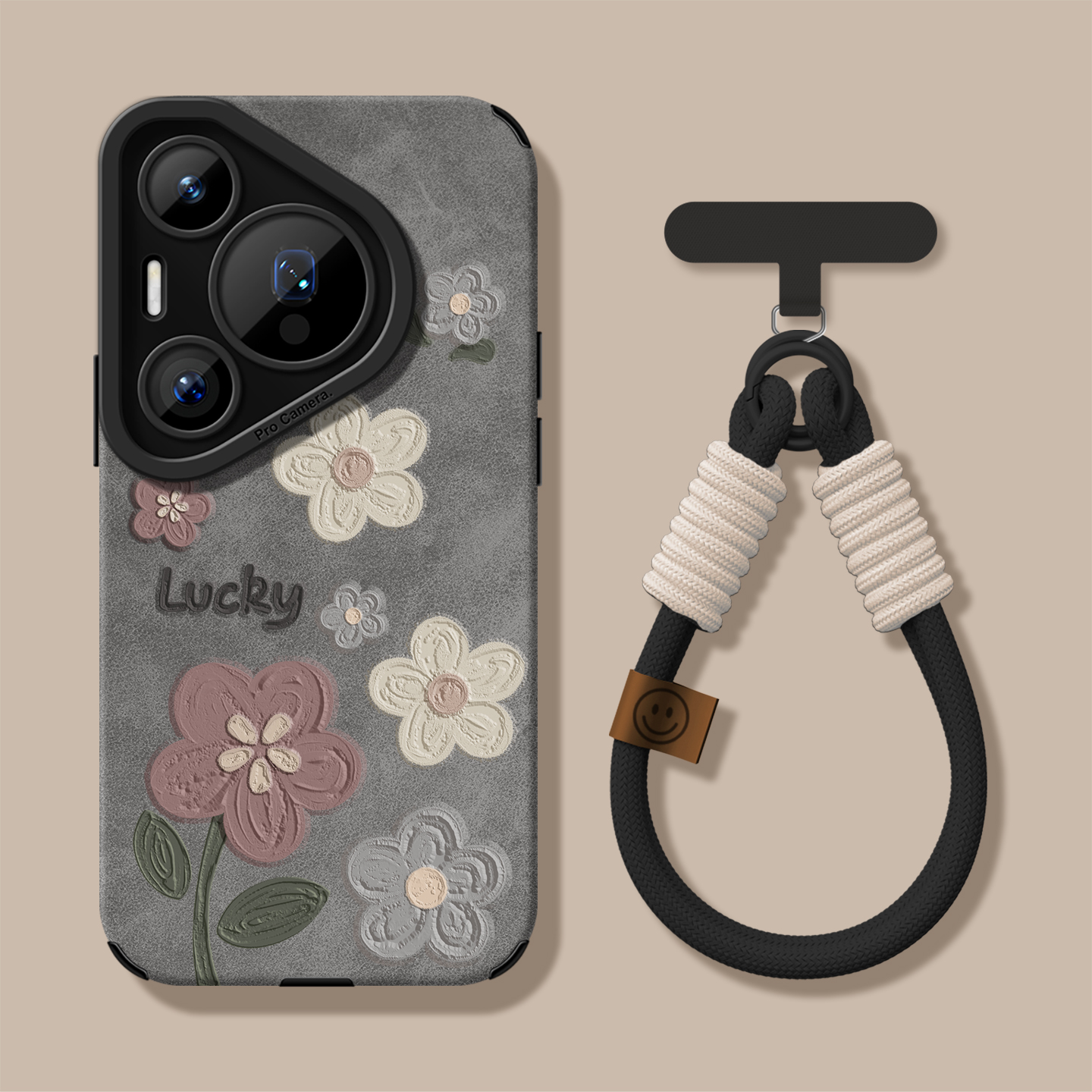 适用华为pura80手机壳带手绳秋冬