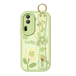 适用OPPOReno11Pro手机壳新款reno14全包防摔SE挂绳Pro斜跨挎Reno8Pro女款reno13Pro背带7se腕带软壳油画小花
