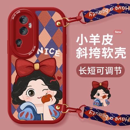 适用opporeno11手机壳女款oppo reno10pro+保护套防摔find x6硅胶斜挎reno9挂绳8pro软外壳reno7新款格子公主