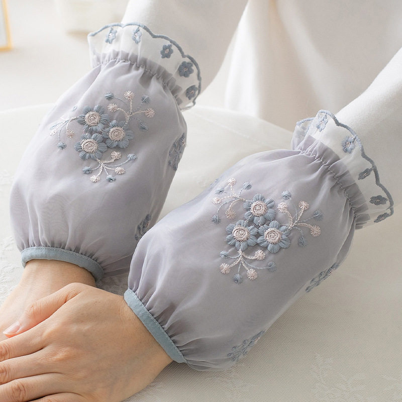 袖套女短款白色秋冬蕾丝防污护袖韩版学生羽绒服工作成人办公套袖