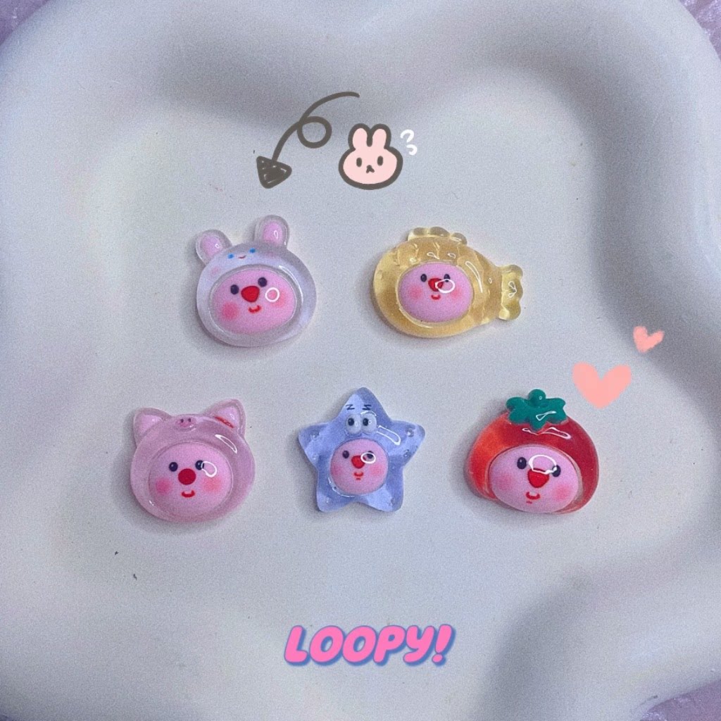 水晶透明露比海狸loopy水杯贴洞洞鞋鞋扣半成品显示屏贴纸手工diy