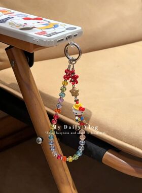 韩系KT手机链闪亮水晶手机挂绳红色蝴蝶结合金手机挂件
