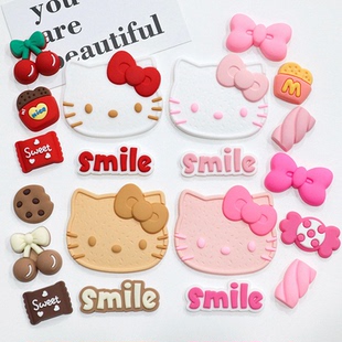 大号饼干Kitty猫头KT软胶水杯贴收纳盒洞洞鞋拖鞋材料包手工DIY
