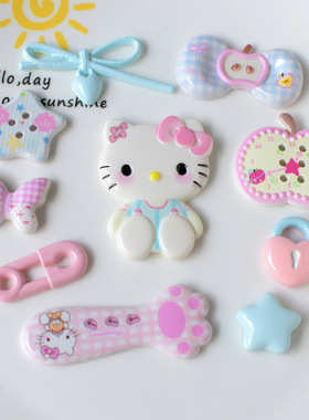 粉蓝色系Kitty蝴蝶结苹果五角星鞋花洞洞鞋鞋扣可爱DIY装饰扣可拆