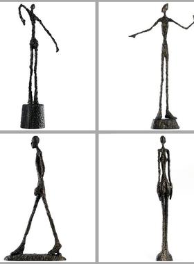 贾科梅蒂抽象人物雕塑酒店样板房北欧现代艺术品软装配饰铁艺摆件