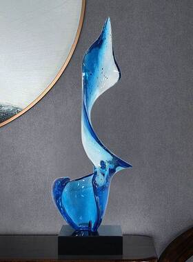 酒店玄关水晶透明树脂摆件大堂样板房抽象透明落地雕塑摆件