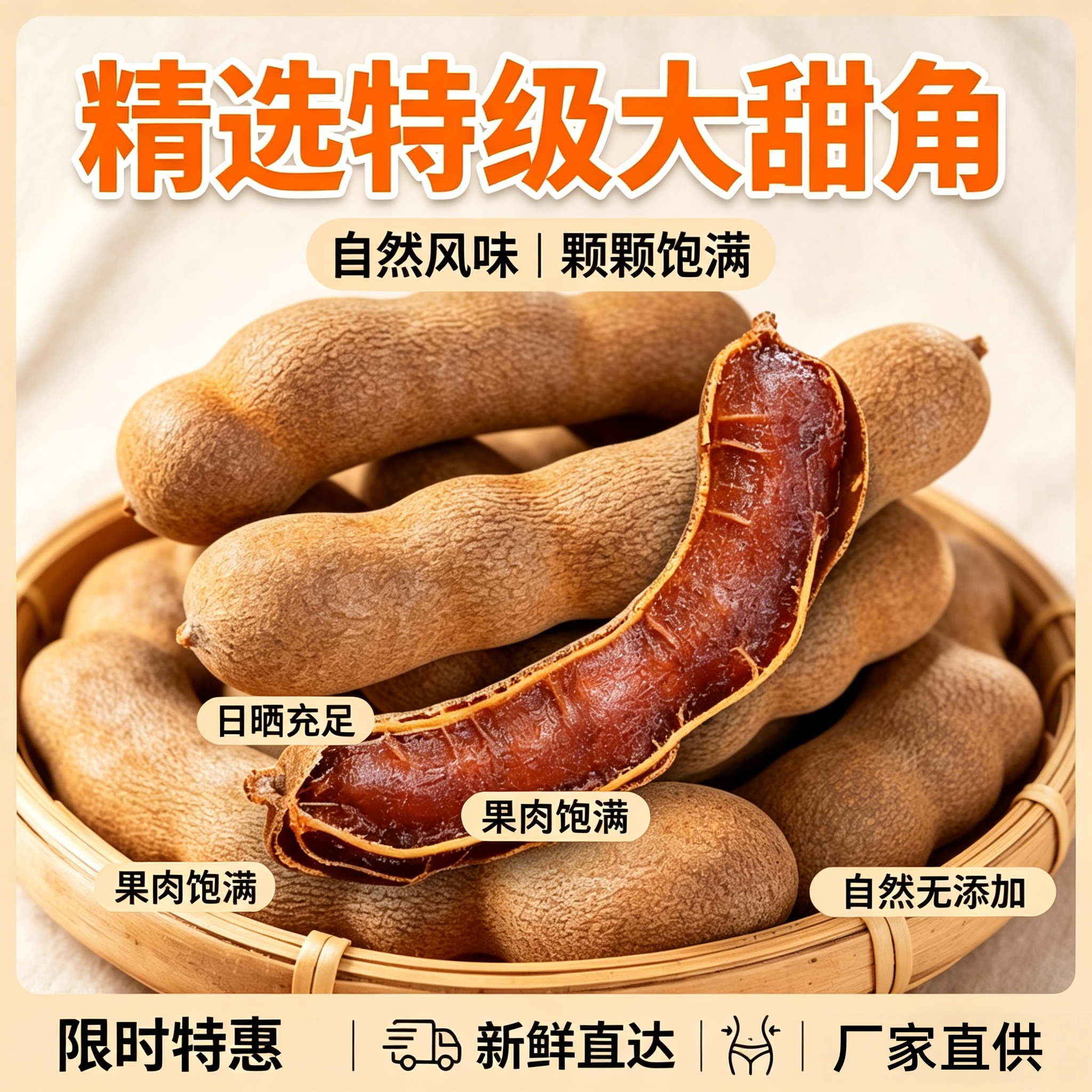 央妈推荐甜酸角云南特产野生大果旗舰店新鲜去壳酸甜开胃休闲零食
