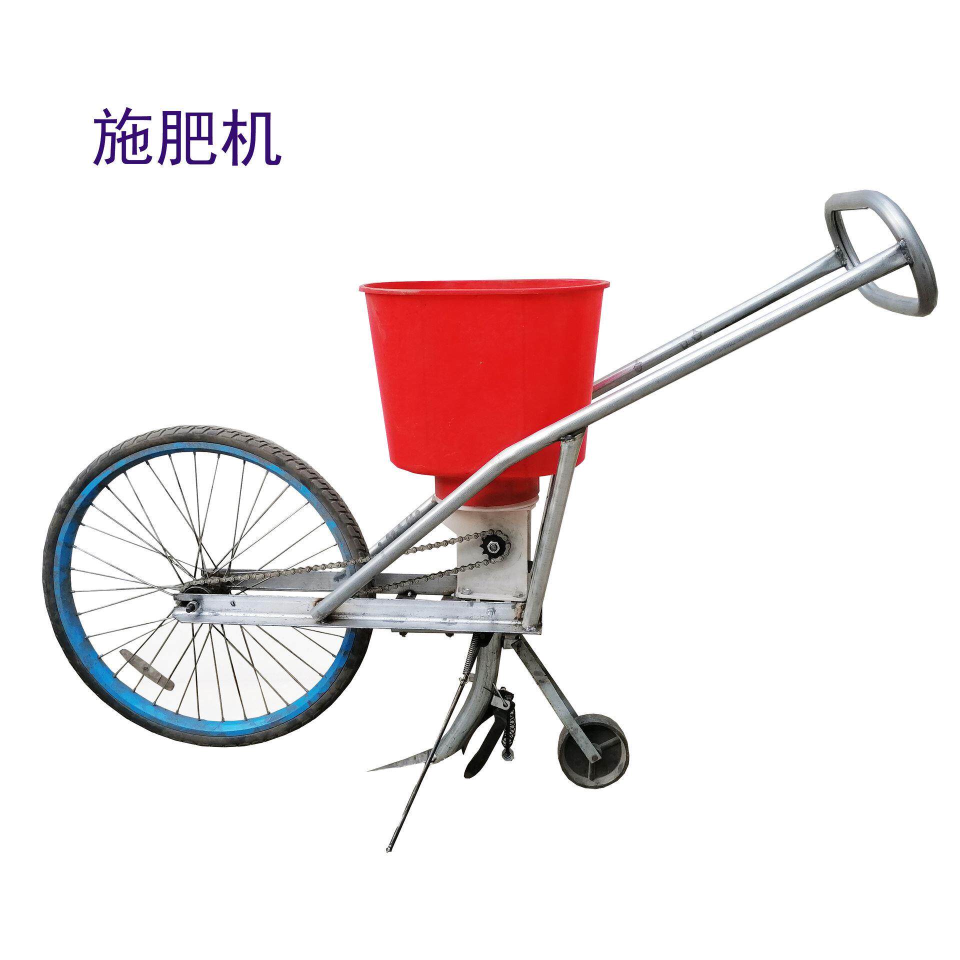 供应玉米追肥机手推式小型家用施肥机普播两用机大轮半自动撒肥机