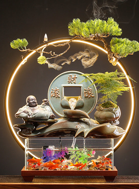 大师艺术高端新中式流水摆件循环水喷泉景观鱼缸客厅招财办公室
