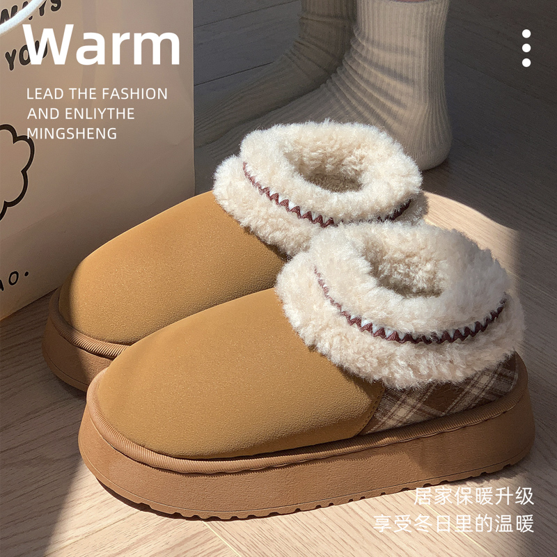 民族风棉鞋新款保暖舒适居家外穿毛绒女鞋防滑