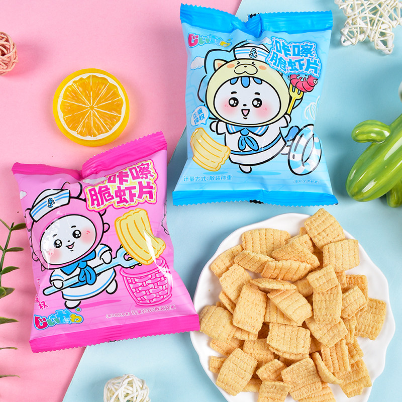 鲜虾片吉依卡啦小八鲜虾味虾片薯片薯条办公室儿童毕业零食批追剧