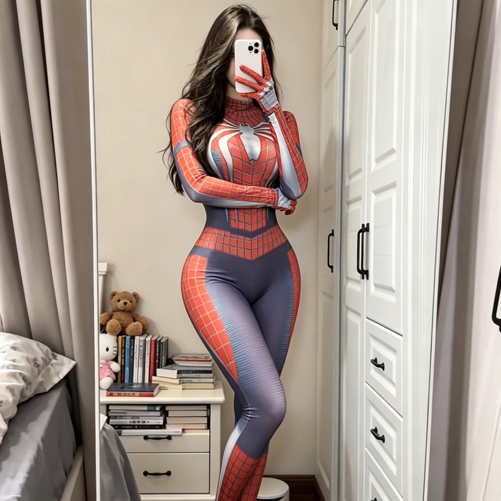 性感女蜘蛛侠紧身连体衣抖音网红变装制服cosplay动漫万圣节套装
