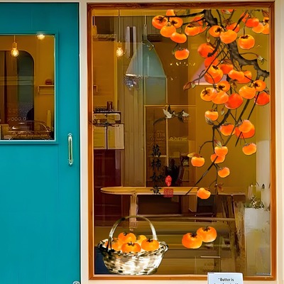 国潮万柿如意水墨柿子丰收