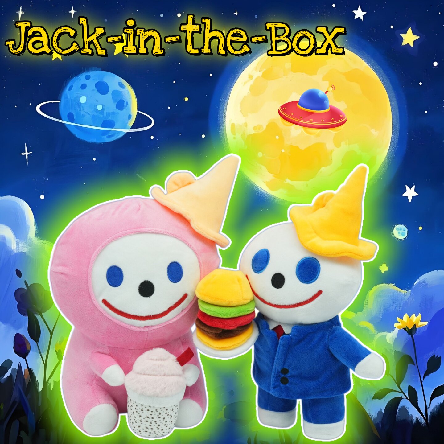 圣诞节Jack in the Box粉色雪人小丑汉堡冰淇淋毛绒玩具玩偶抱枕