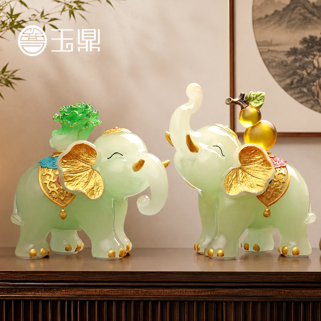 福禄招财大象摆件新中式工艺品客厅玄关办公室装饰品乔迁开业礼物