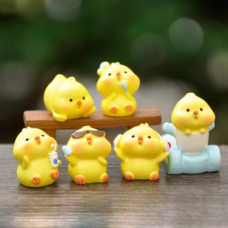 迷你卡通小黄鸡微景观摆件DIY多肉盆景装饰手办