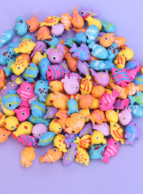 微缩迷你仿真小鱼彩色动物微景观模型卡通摆件玩偶