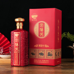 浏阳河龙瓷30白酒酱香型53度500ml礼盒包装整箱六瓶送手提袋*3