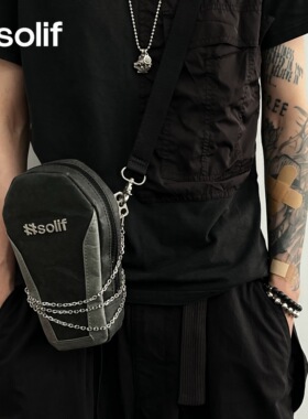 solif弥撒原创小众哥特风造型斜挎包棺材包手拿包十字架链条暗黑