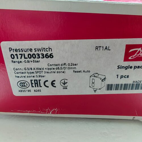 丹佛斯压差开关RT1AL，017L003366，压力-0.8~5bar