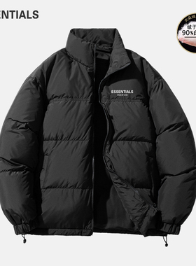 ESSENTIALS官方立领白鸭绒羽绒服男女情侣装黑色复线休闲外套潮牌