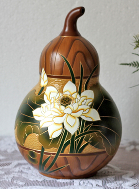 大号吉祥葫芦f新中式禅意风水摆件礼品玄关柜博物架隔断架轻奢装