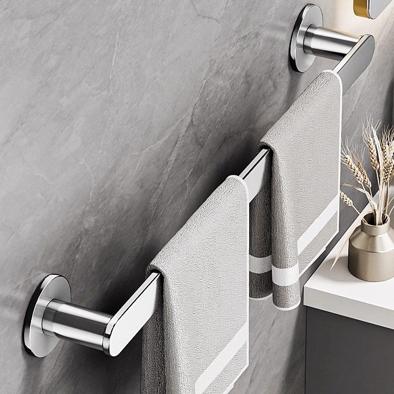 毛巾架304不锈钢免打孔卫生间毛巾挂杆单杆浴室浴巾架厕所收纳架