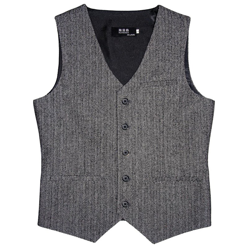 复古英伦修身西服马甲男士条纹百搭商务套装西装休闲韩版背心伴郎