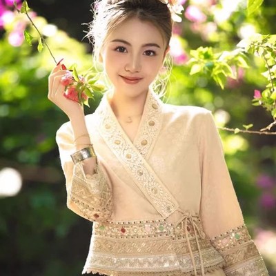 西双版纳傣族民族风服装小众设计感女装连衣裙小个子穿搭一整套装