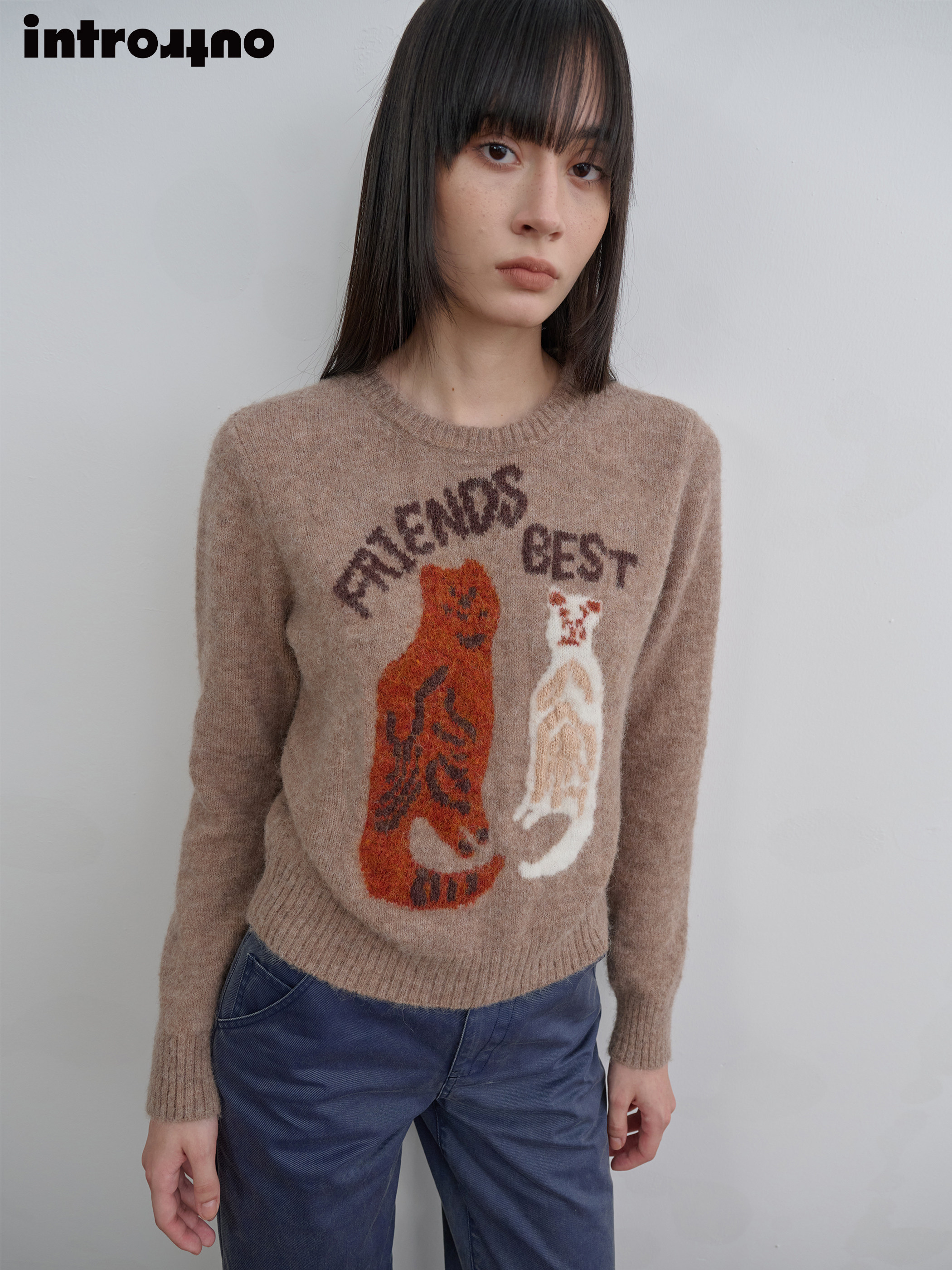 Cat Pattern Alpaca Sweater: Round Neck Wool Knit - Buy from Taobao, China | Shopme Agent