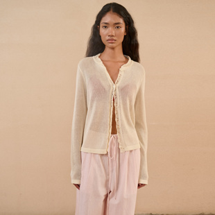 introutro和纸纱蕾丝花边针织开衫