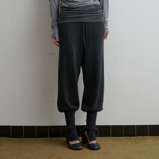 introutro羊毛束脚针织裤复古秋季修身微弹通勤高腰百搭休闲裤子