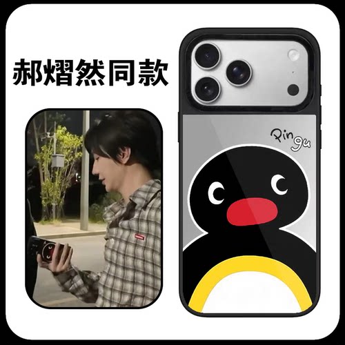 郝熠然同款手机壳镜面企鹅