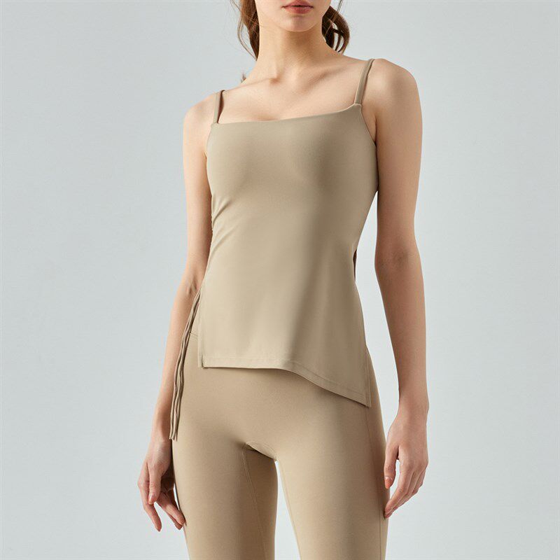 新品瑜伽服女2025新款吊带上z衣健身运动背心长款带胸垫一体式固