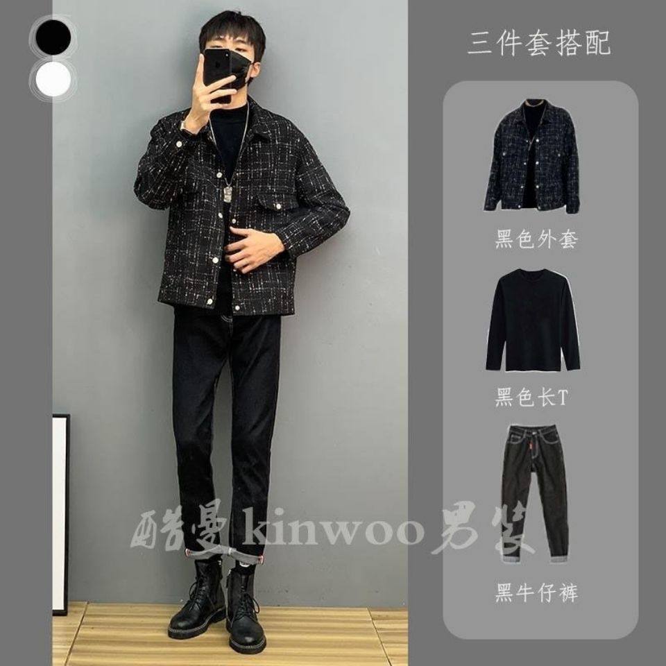 三件套新款春季外套男士套装韩版潮流男装一套搭配新.款春秋帅气