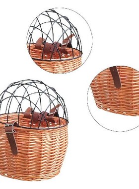 极速Pet Cat Dog Carriesr Handwoven Wicker Bike Basket Front