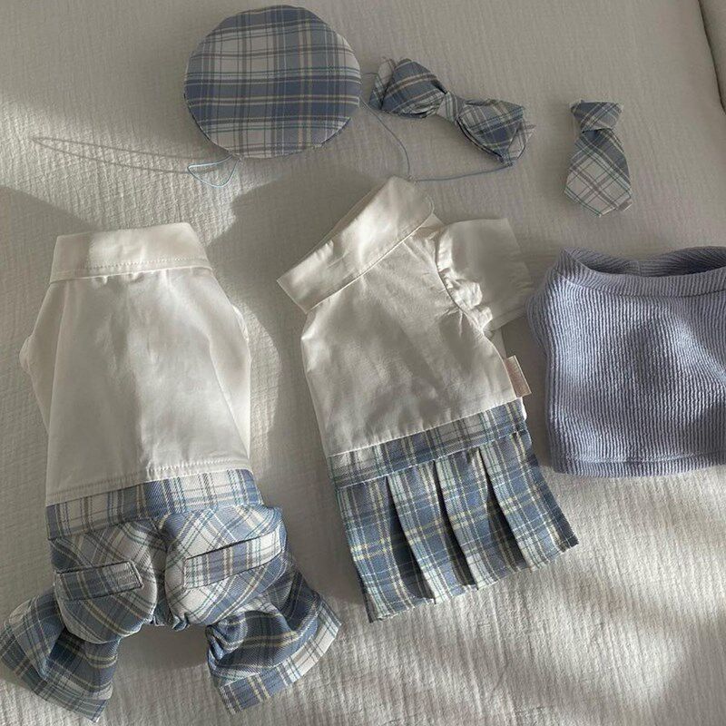 新品学院风制服两件套毛衣裙子套装泰H迪比熊宠物猫咪小狗狗衣服