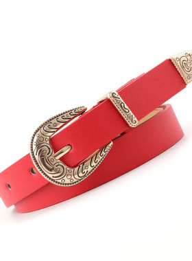极速2019 Stylish Women Reutro Caving Pin Buckle Belts High Q