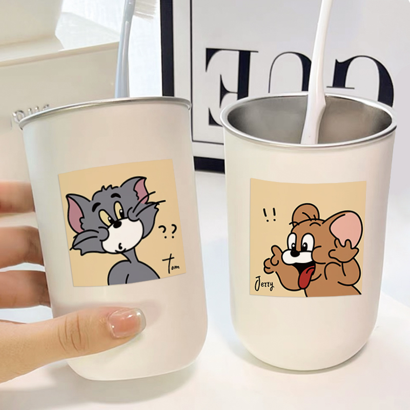 不锈钢卡通创意情侣漱口杯刷牙杯