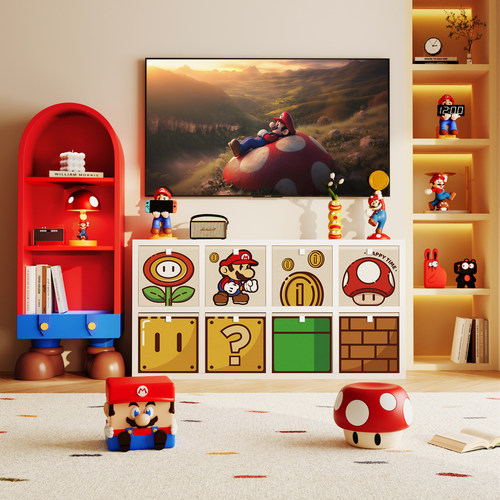 玛利欧客厅落地电视柜小户型储物柜一体自由组合格子柜置物架