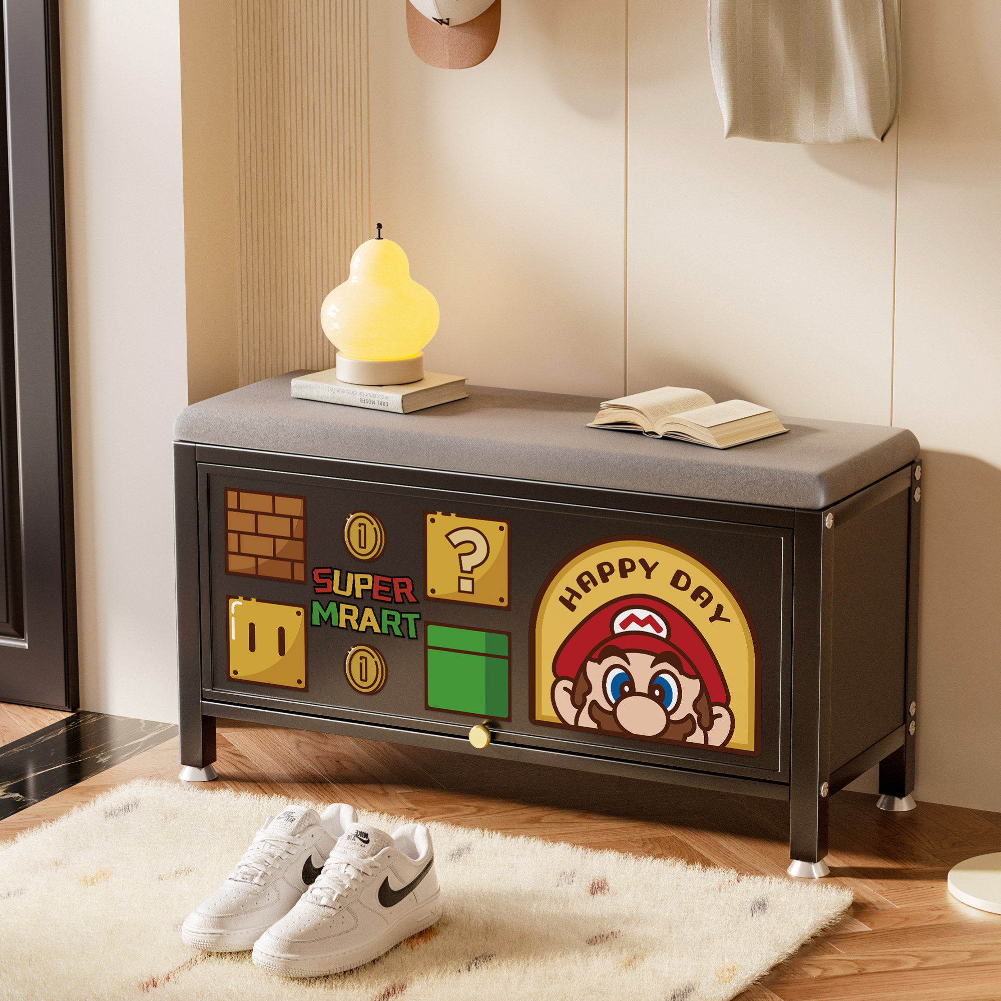马里奥换鞋凳家用门口2026新款入户走廊鞋柜穿鞋凳一体收纳凳矮凳,住宅家具,换鞋凳,淘宝优惠券,粉丝福利购,淘宝优惠卷