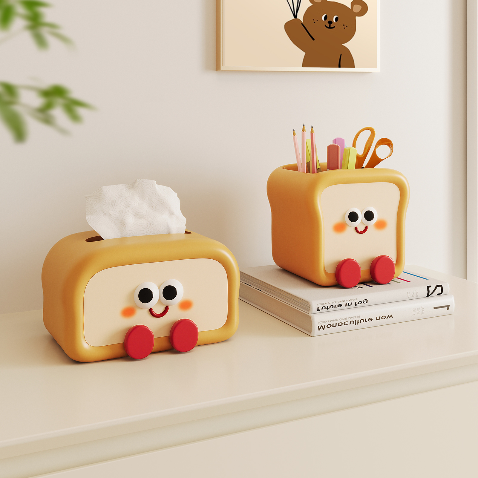 【2025新款】可爱吐司纸巾盒摆件