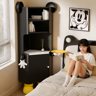 米奇收纳斗柜客厅转角柜靠墙儿童书架多功能立柜夹缝置物架床头柜