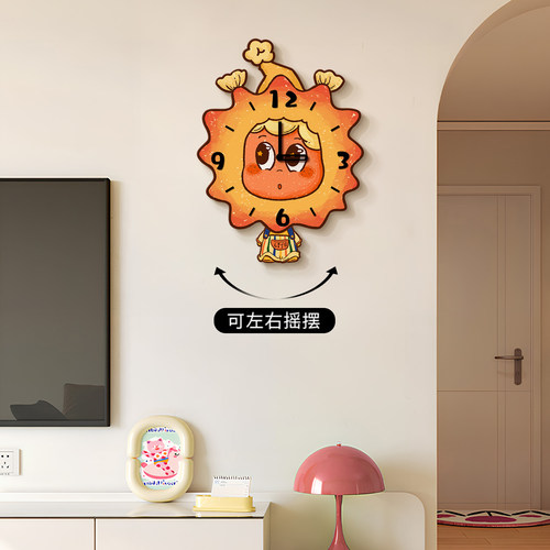 星星人钟表挂钟客厅2025新款时钟挂墙可爱网红儿童房间装饰画摆件