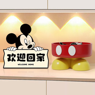 饰画摆画客厅桌面收纳置物架 卡通米奇钥匙收纳玄关摆件欢迎回家装