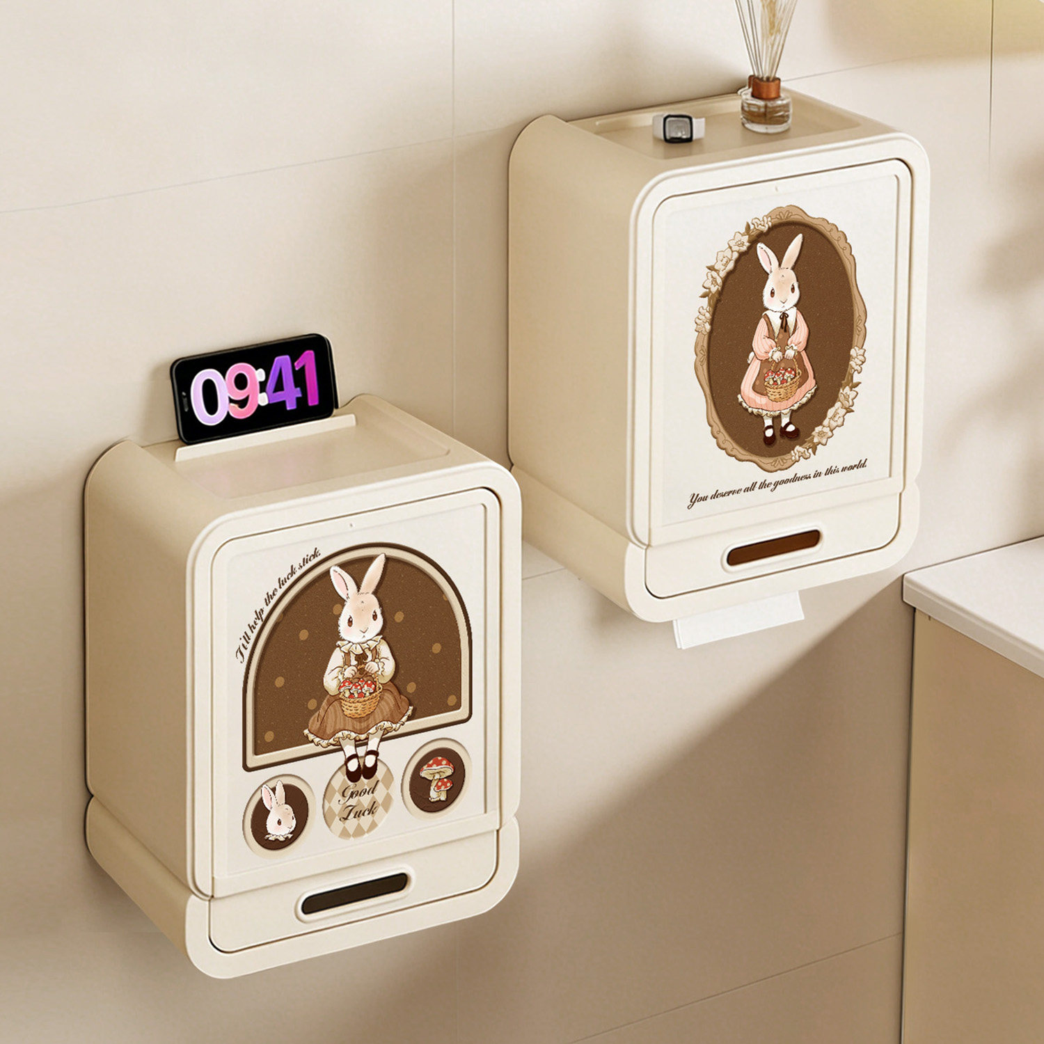 壁挂式纸巾盒卫生间厕所卷纸抽纸双层收纳盒浴室免打孔防水置物架