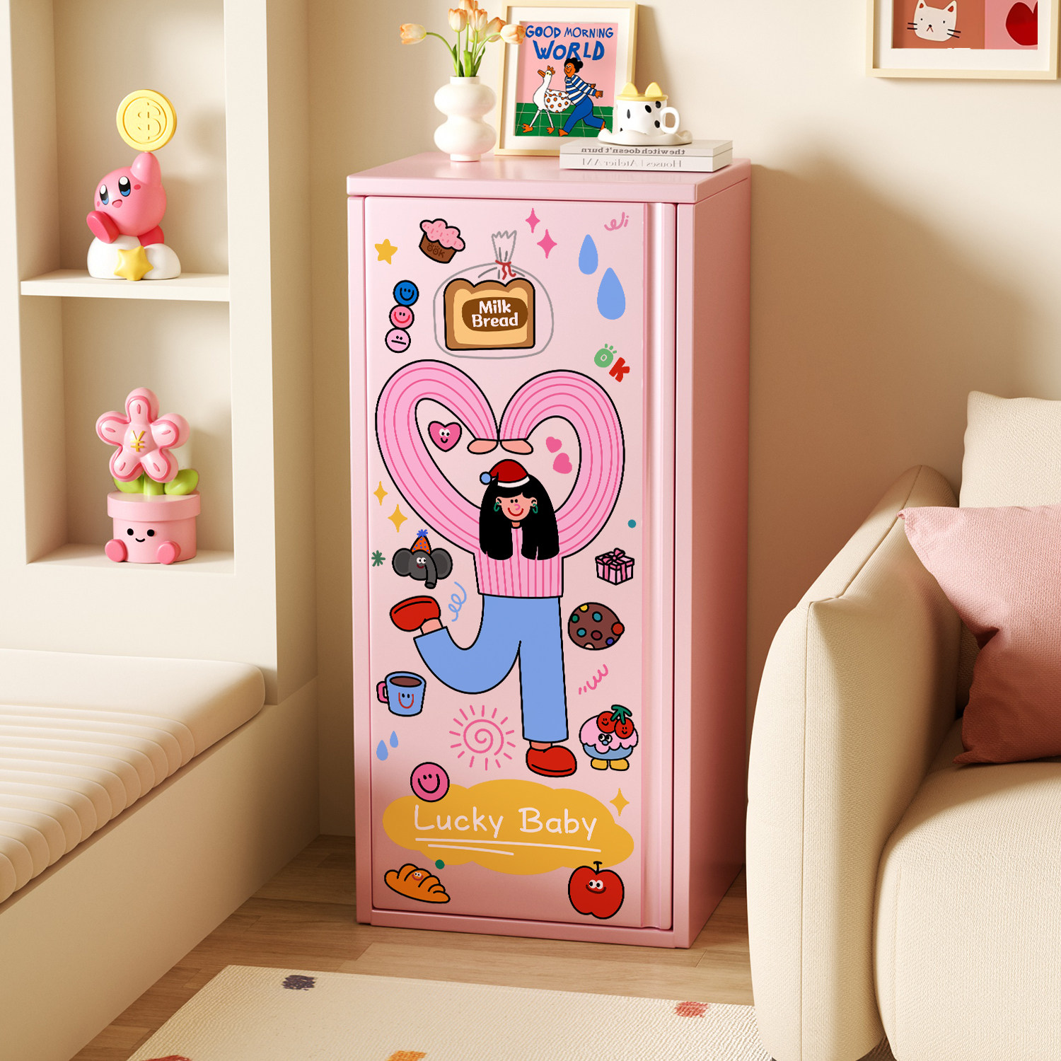 多巴胺斗柜客厅靠墙收纳柜沙发铁皮边柜玄关卧室储物柜床尾置物柜,收纳整理,收纳柜,淘宝优惠券,粉丝福利购,淘宝优惠卷