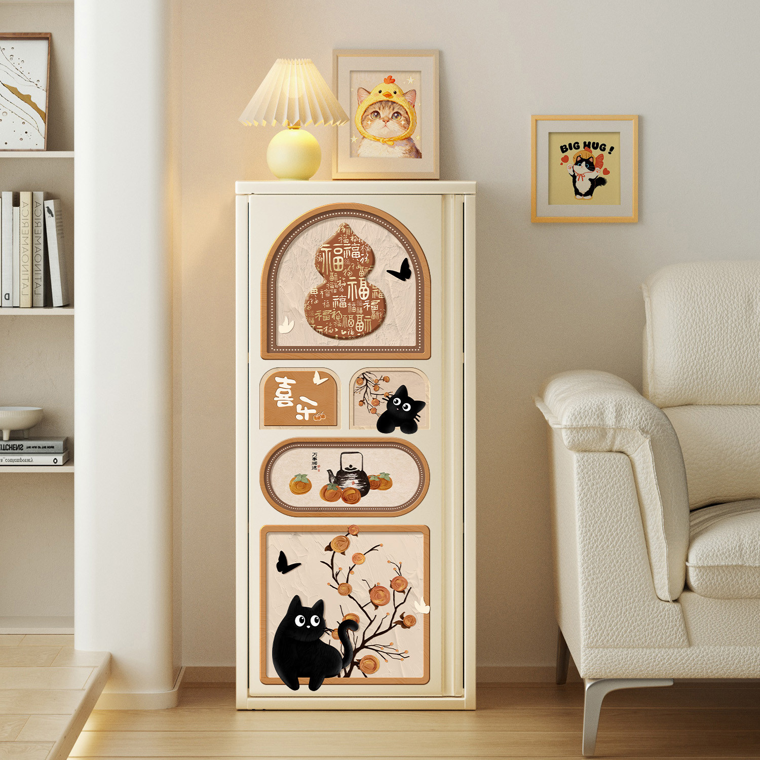 喜乐小猫斗柜客厅沙发靠墙收纳边柜玩具零食多层储物柜卧室置物架,住宅家具,斗柜,淘宝优惠券,粉丝福利购,淘宝优惠卷