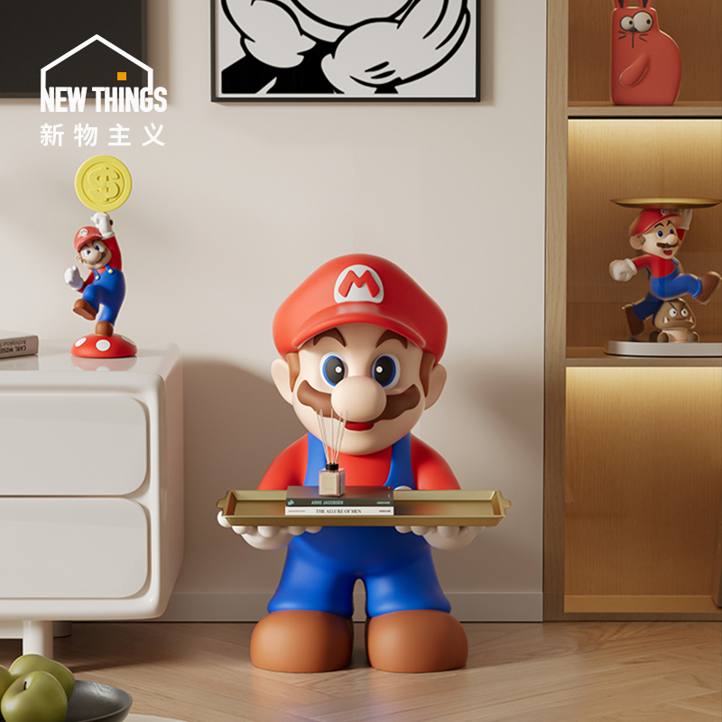 卡通马里奥客厅电视柜旁边落地摆件高级感大型装饰品公仔乔迁礼物